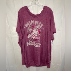 NWT DISNEY PARKS MINNIE T SHIRT. SIZE 3X. Heather pink